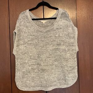 Eileen Fisher Gray Wonder Stitch Knit Cap Sleeve Sweater Top: Size Large